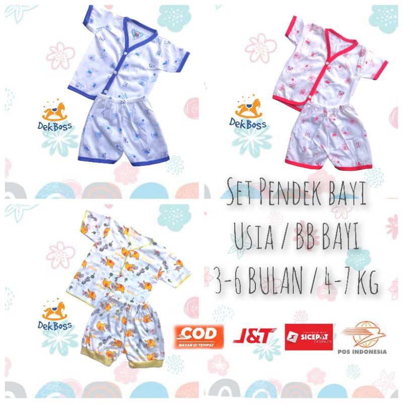 Setelan Baju atau Set Pakaian Bayi Lengan Pendek untuk Laki Laki Perempuan Bahan Katun SNI