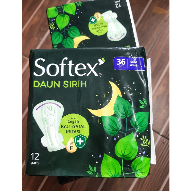 SOFTEX Daun sirih 36cm WING isi 12 pads pembalut wanita (no.09)