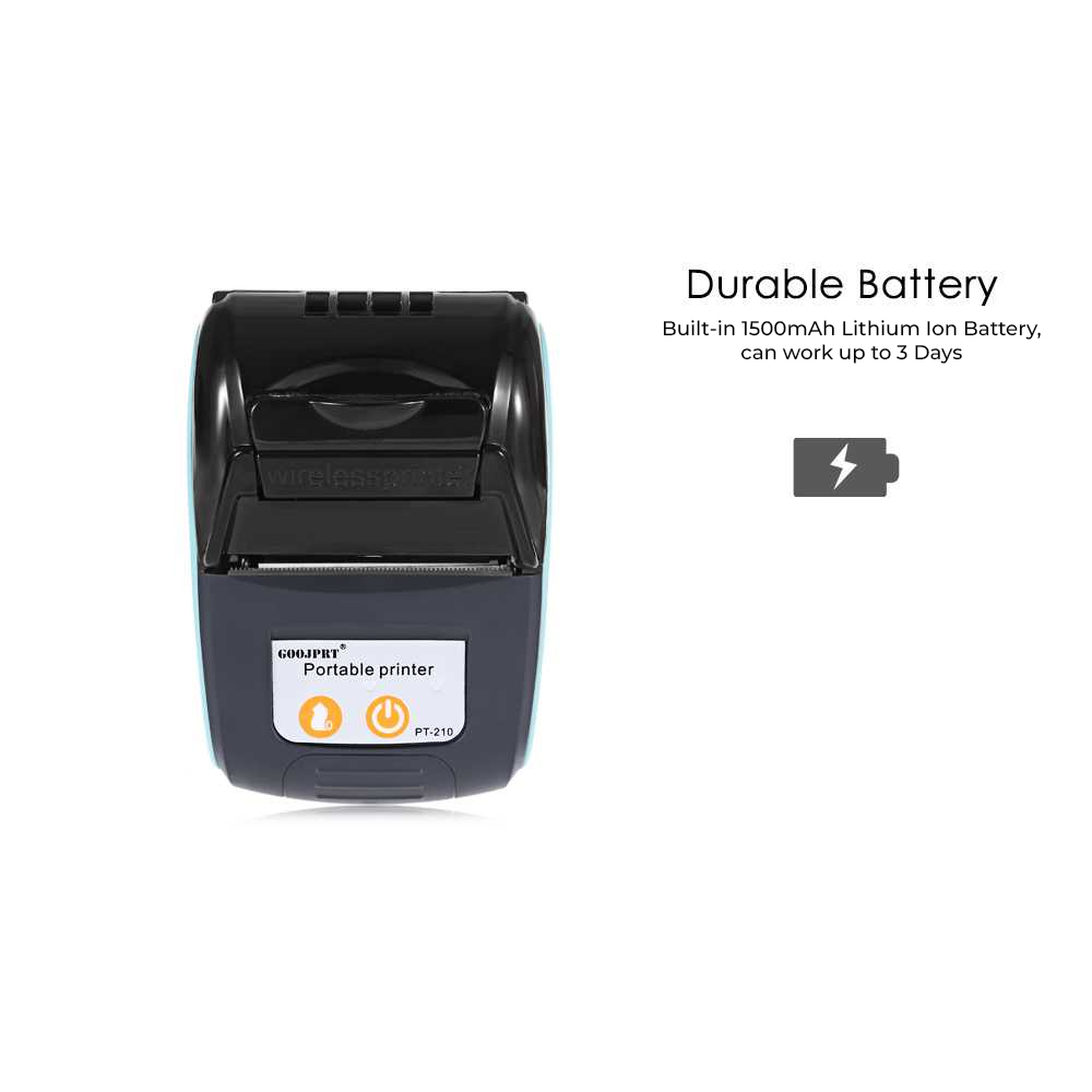 GOOJPRT POS Bluetooth Thermal Receipt Printer 58mm - PT210 - Black/Orange