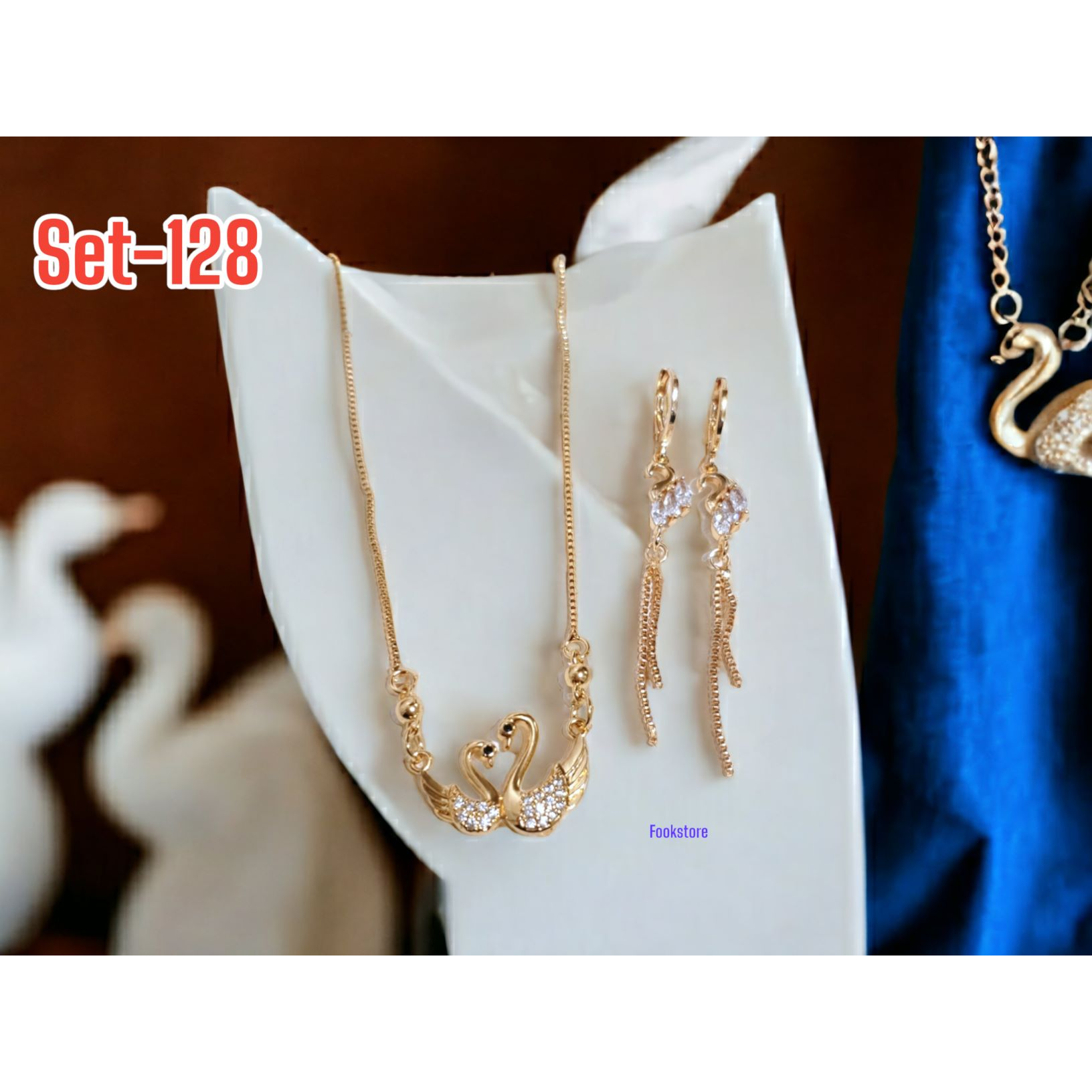 SET KALUNG &amp; ANTING DEWASA MOTIF ANGSA/SET-128