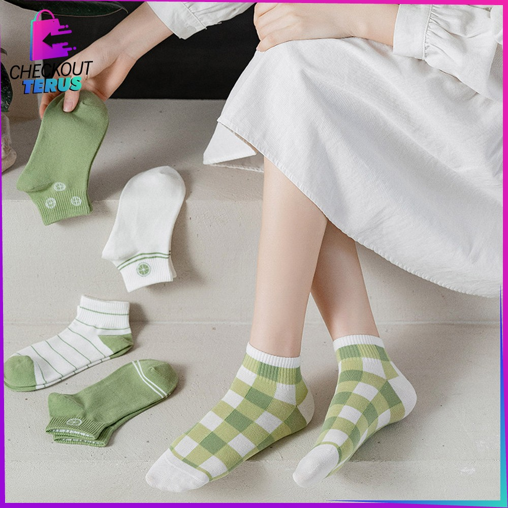 CT P569 Kaus Kaki Pendek Wanita Motif Lemon Hijau Semata Kaki Ankle Socks Korean Fashion Kaos Kaki Unisex Import