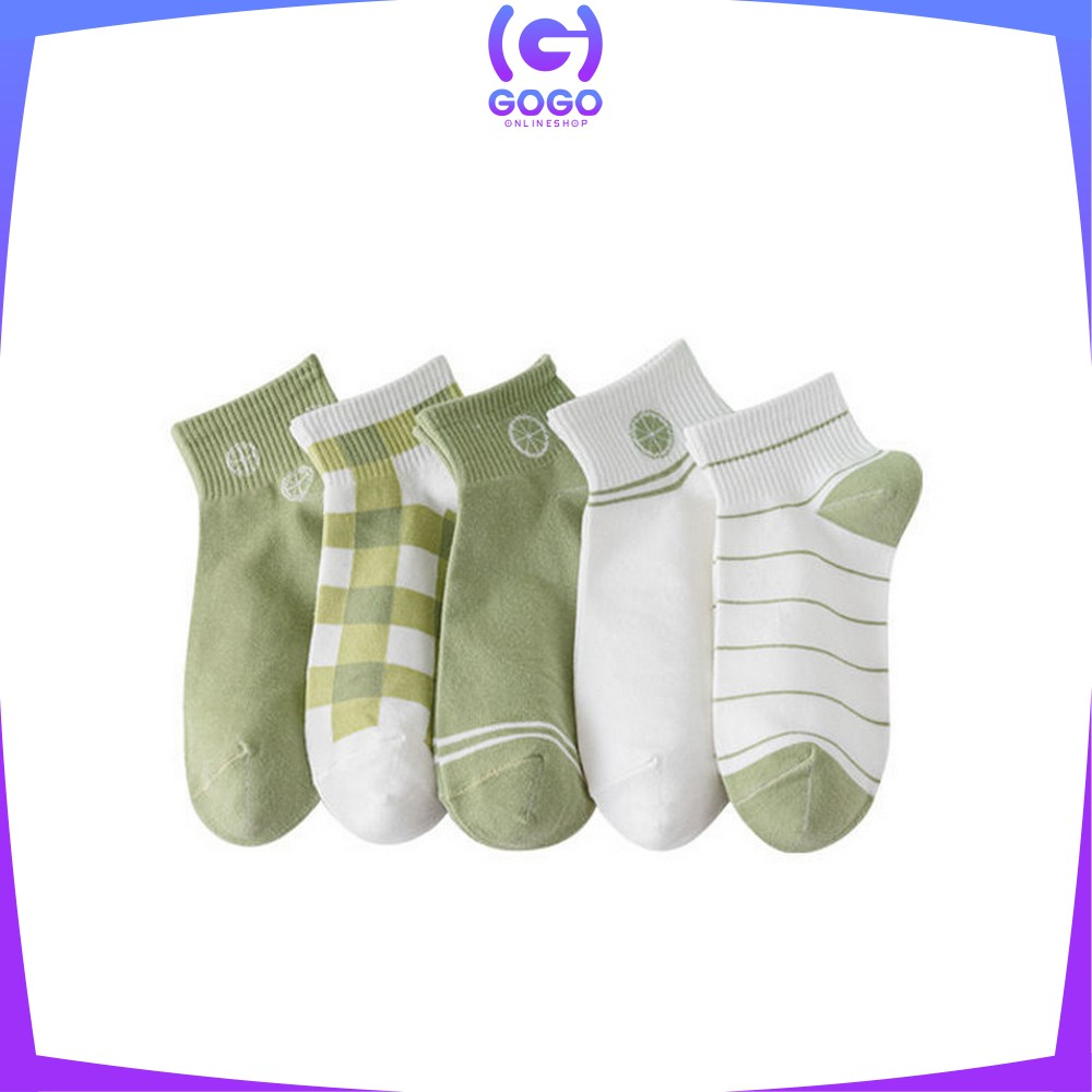 GOGO-P569 Kaos Kaki Wanita Motif Lemon Hijau Semata Kaki / Kaus Kaki Pendek Ankle Socks Korean Unisex Fashion Korea Women Sock Import
