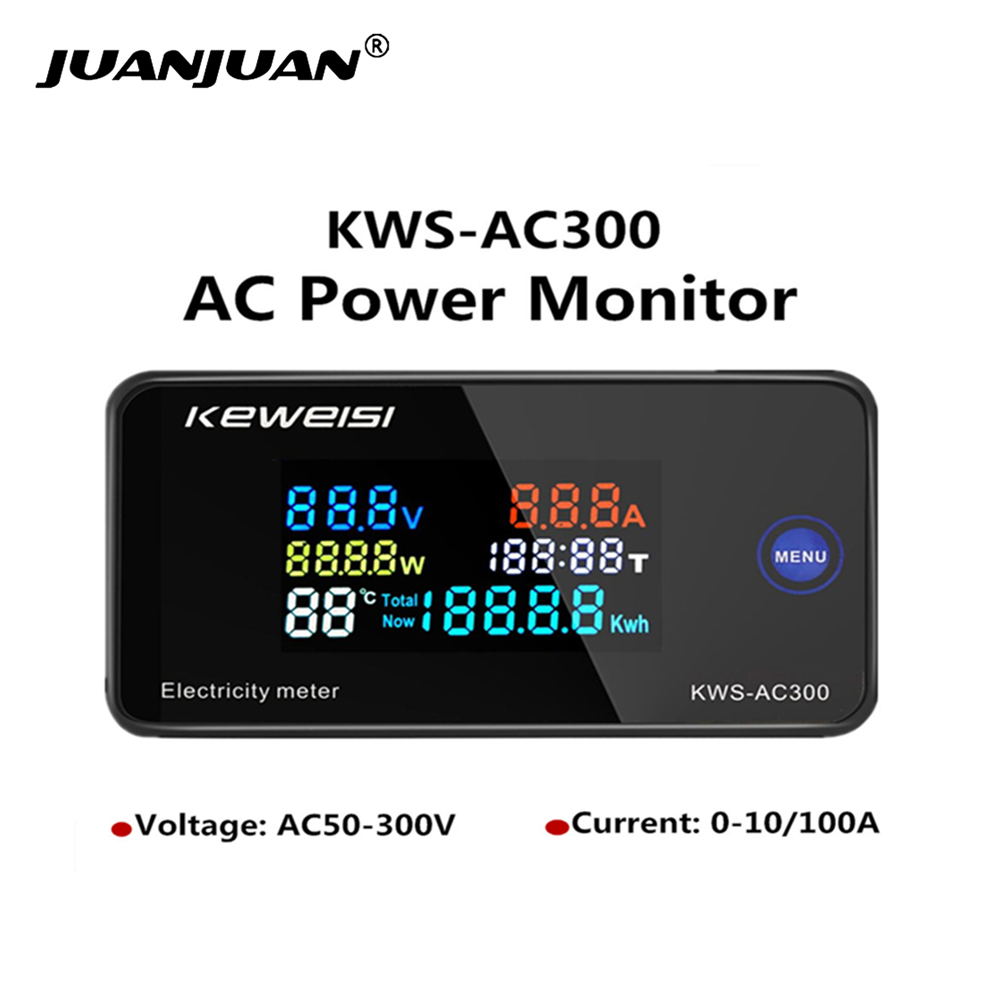 Voltmeter Digital 6in1 KWS-AC300 AC 50-300V 100A dengan Fungsi Reset