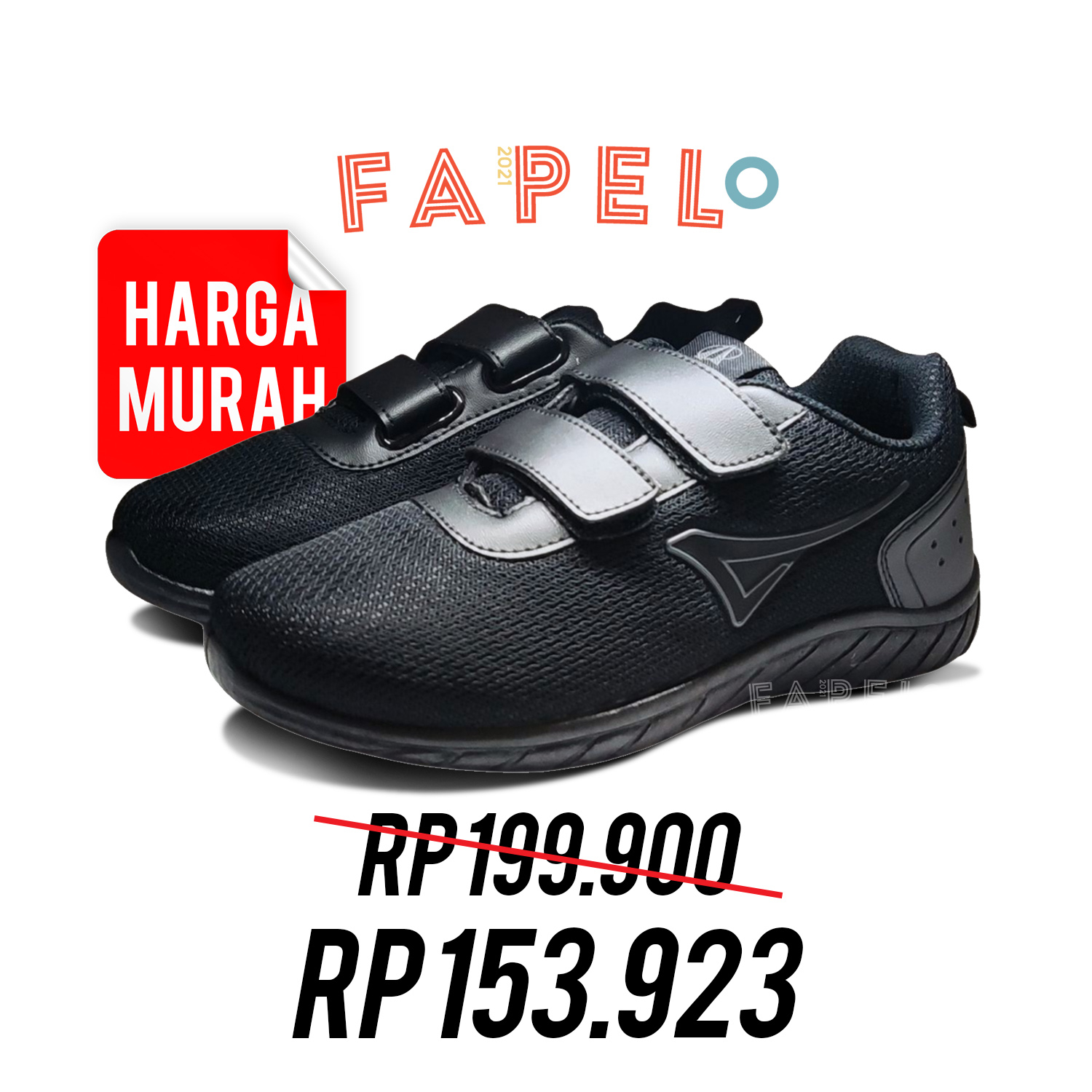 ARDILES SEPATU SEKOLAH SNEAKERS ANAK TK & SD - TUNISIA HITAM HITAM