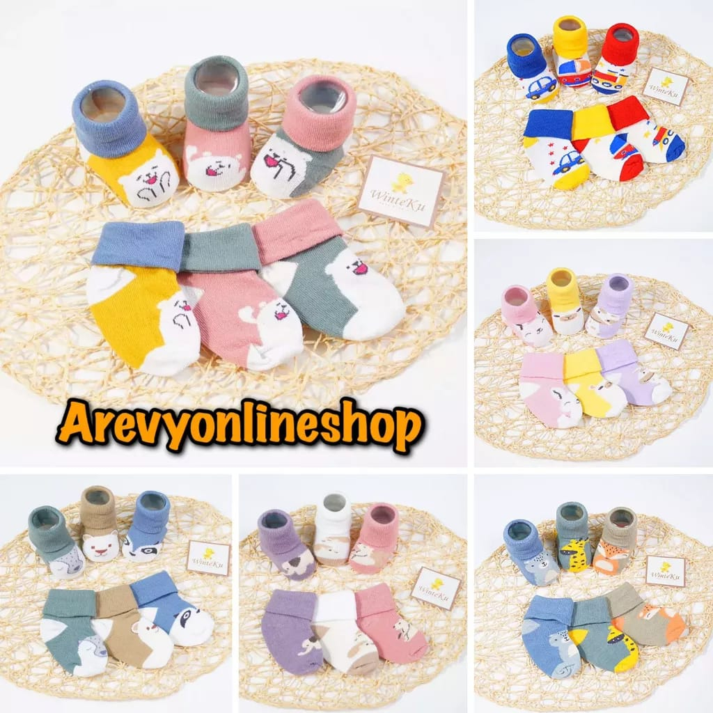 NUZ Kaos Kaki Winteku Baby Kingdom Newborn 0-12 Bulan 3 Pasang SNI Perlengkapan Bayi Baru Lahir