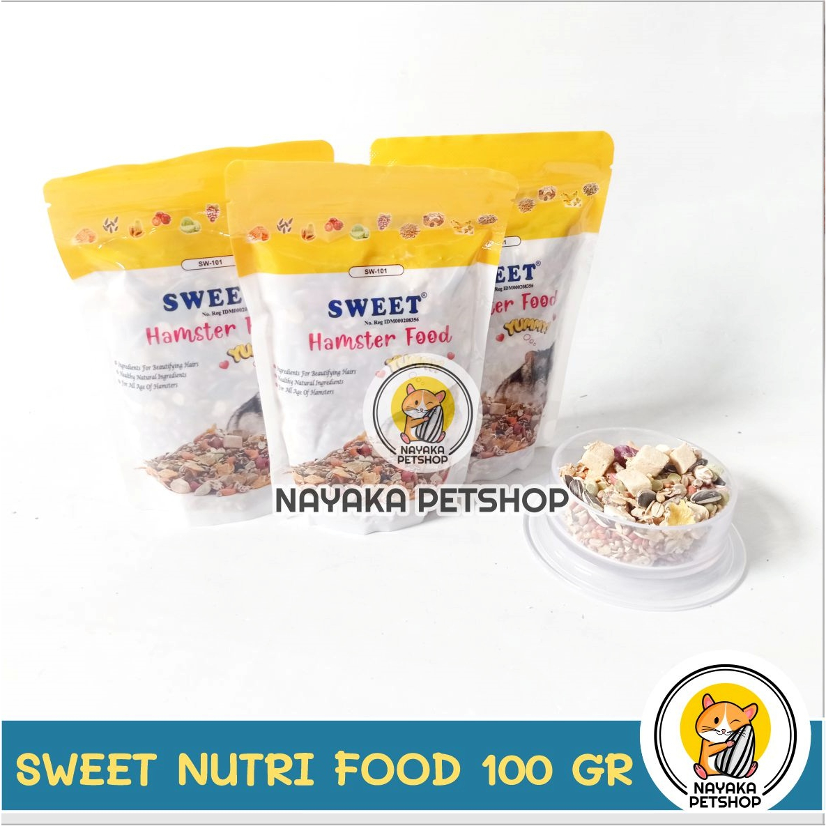 Sweet Nutri Hamster Food 150 gr Pakan Premium Hamsfood Hamfood Nutritious Makanan Racikan Mix