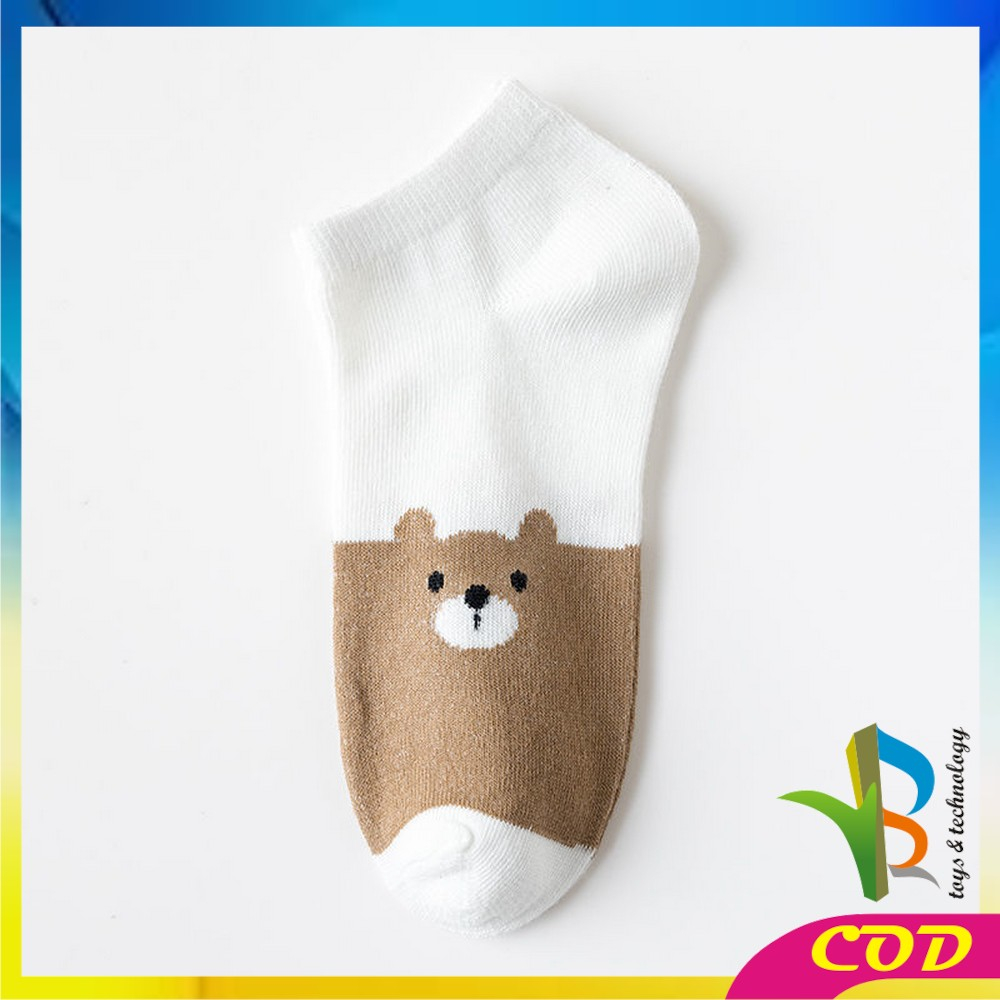 RB-P570 Kaos Kaki Wanita Motif Baby Bear Brown Ankle Socks / Kaus kaki Pendek Bear Semata Kaki Karakter Beruang Coklat Fashion Korea Women Sock Import