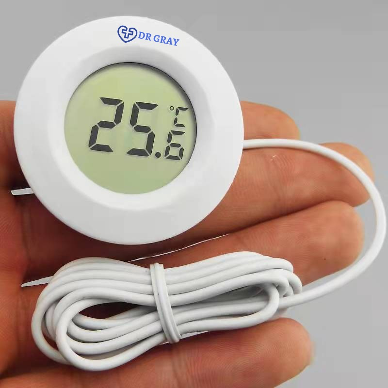 Termometer Kulkas Digital Bulat LCD Display Pengukur Suhu Ruangan Thermometer Freezer DR GRAY