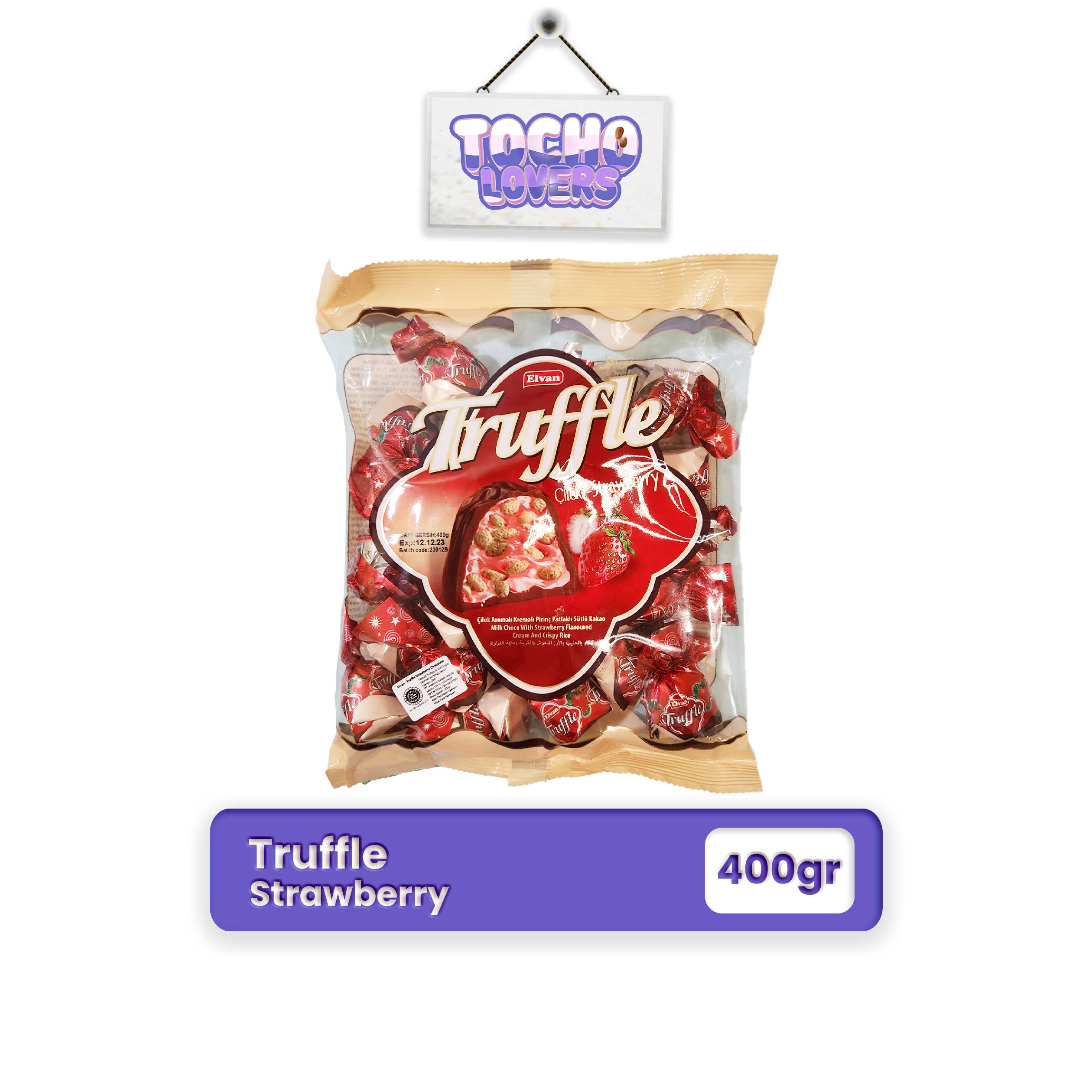 

Elvan Truffle Strawberry Snack Coklat Impor Halal isi Krim Stroberi dan Rice Crispy Cemilan Turki