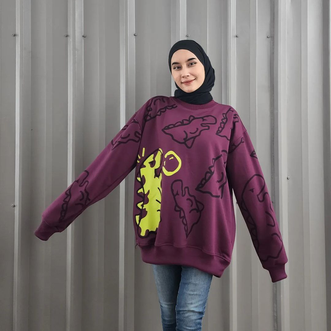 Nara Grosir - Sweater Crayon Dino XXL l Sweater Terbaru Wanita