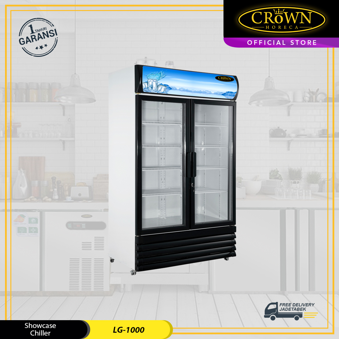 CROWN HORECA - Showcase Chiller LG-1000 - Lemari Kulkas Kaca Mesin Pendingin Minuman
