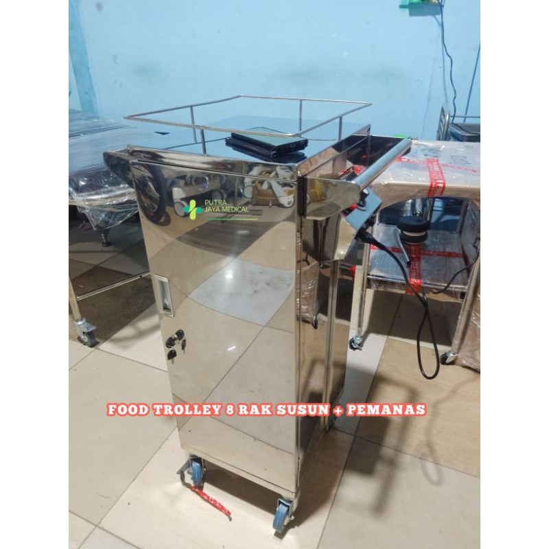 food trolley 8 susun nampan Stainless + pemanas makanan