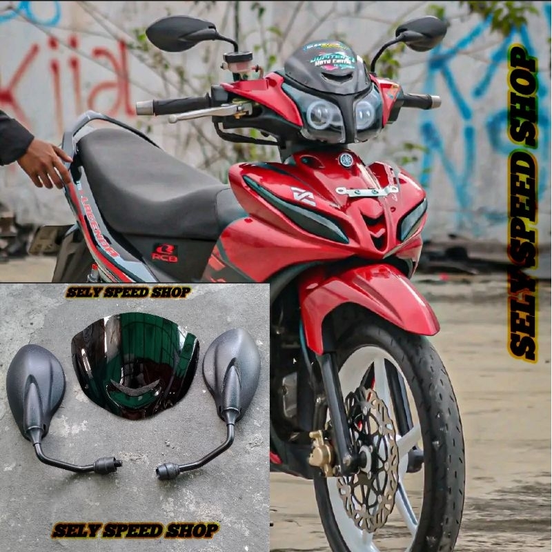 PAKET VARIASI JUPITER Z ROBOT, JUPITER Z1, JUPITER Z BURHAN VISOR MODEL TERBARU PLUS SEPION X1 HITAM