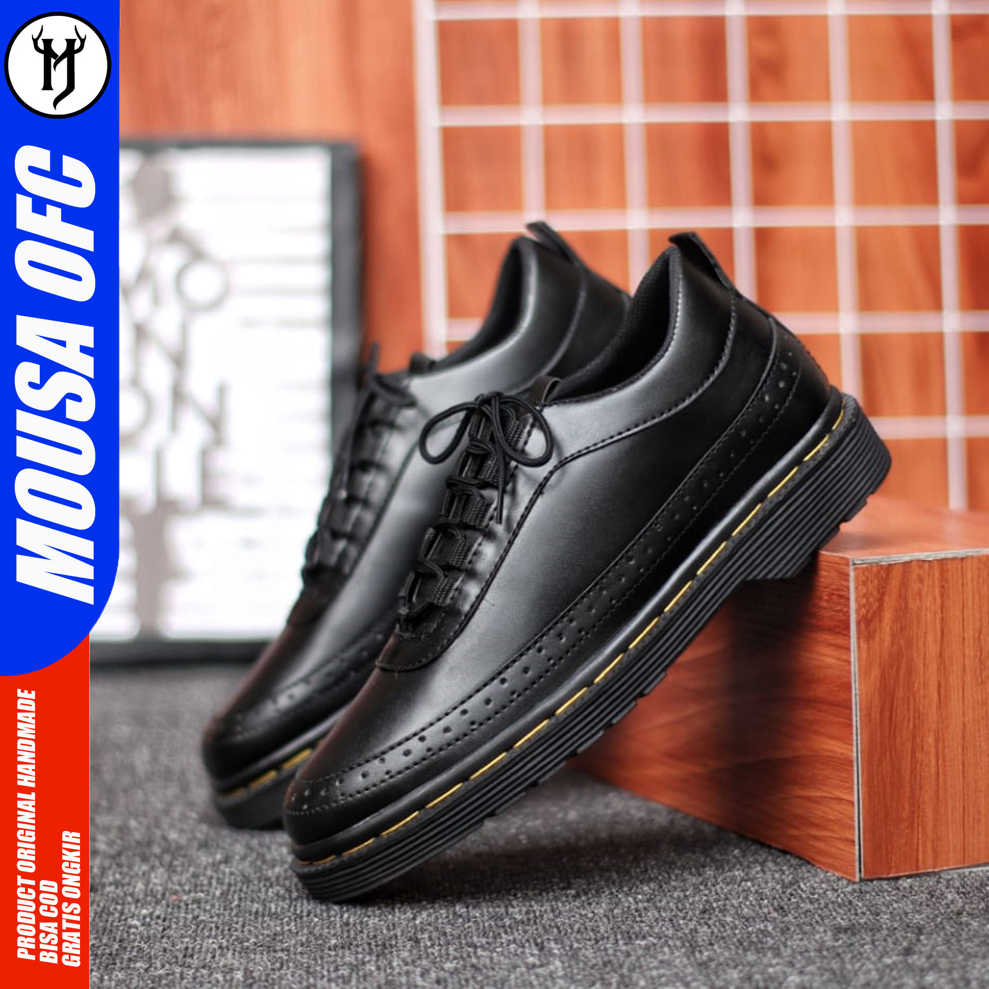 MOUSA Sepatu Docmart Formal Pria Casual Hitam Oxford Kerja Argus