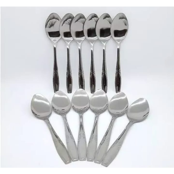 [ISI 12 PCS] Sendok Makan Stainless Motif Tebal