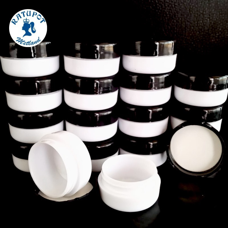 pot 5 gr pot cream ps wadah putih tutup hitam