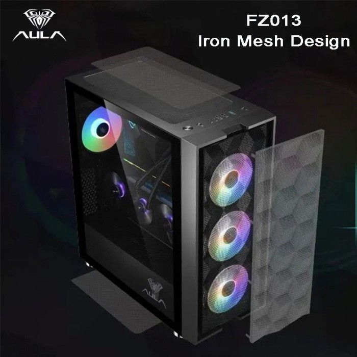 Casing PC Gaming Aula FZ013 M ATX Include 3Fan RGB / Aula FZ013 Casing Komputer Gaming