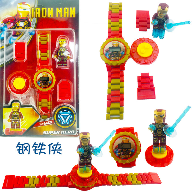 JAM TANGAN ANAK DIGITAL BENTUK LEGO KARAKTER IRON MAN