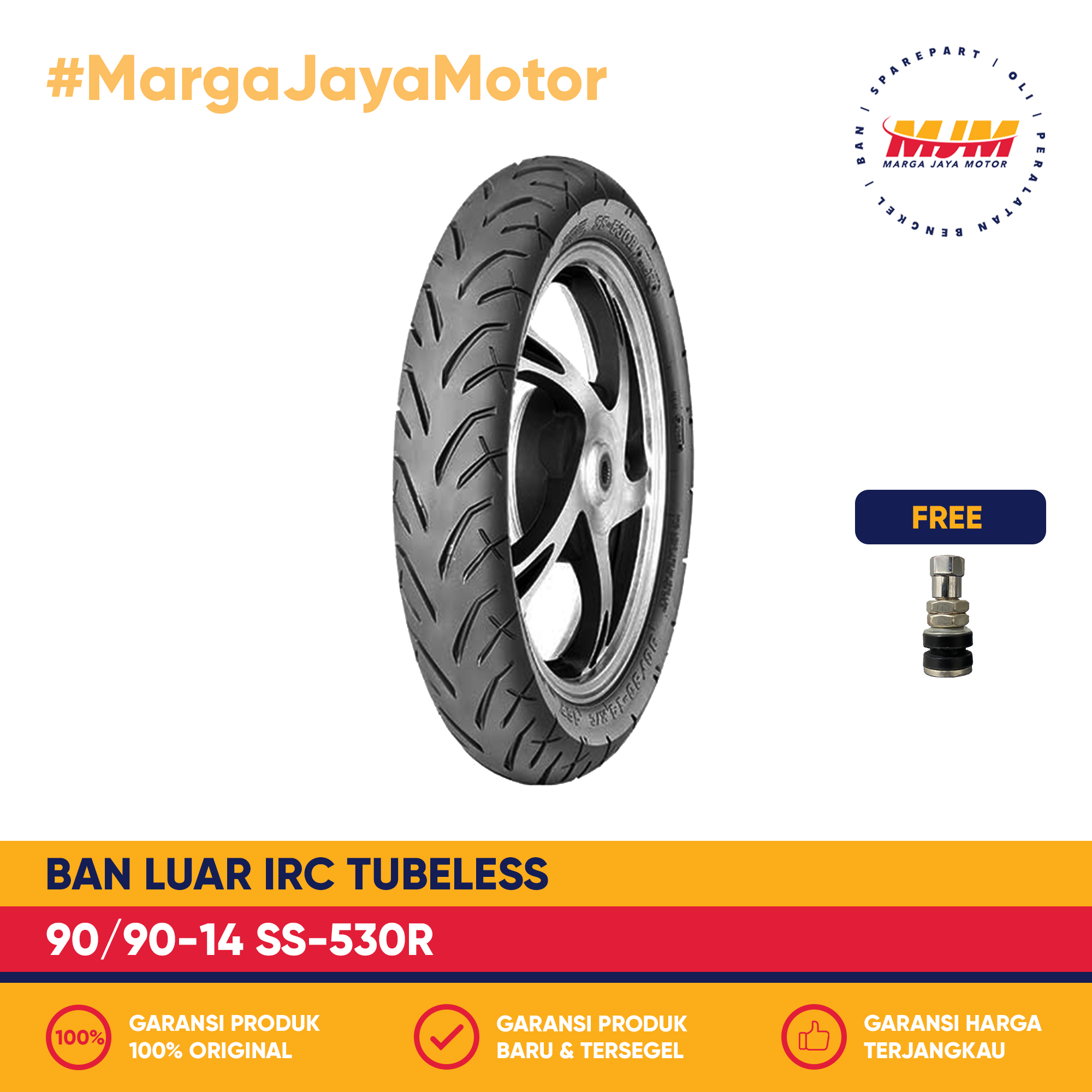 Ban Luar IRC SS-530R 90/90-14 Tubeless Free Pentil