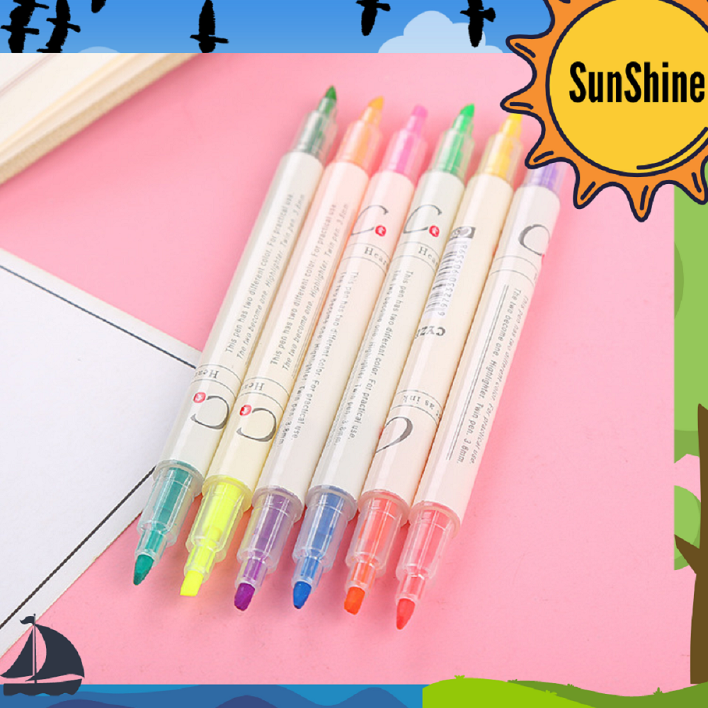 

✨ Sunshine Fancy ✨ Highlighter Double Tip 6pcs S0174