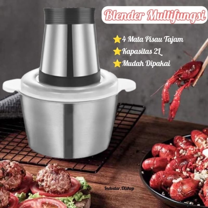 Chopper Blender daging penggiling Meat Mincer Elektrik Stainless Steel Chopper ⭐ Indostar.Olshop⭐