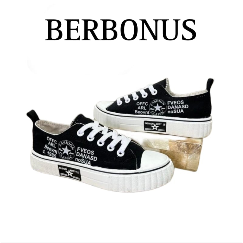 Sepatu SNEAKERS Sol Karet Lentur Bahan Kanvas Wanita Fashion 04