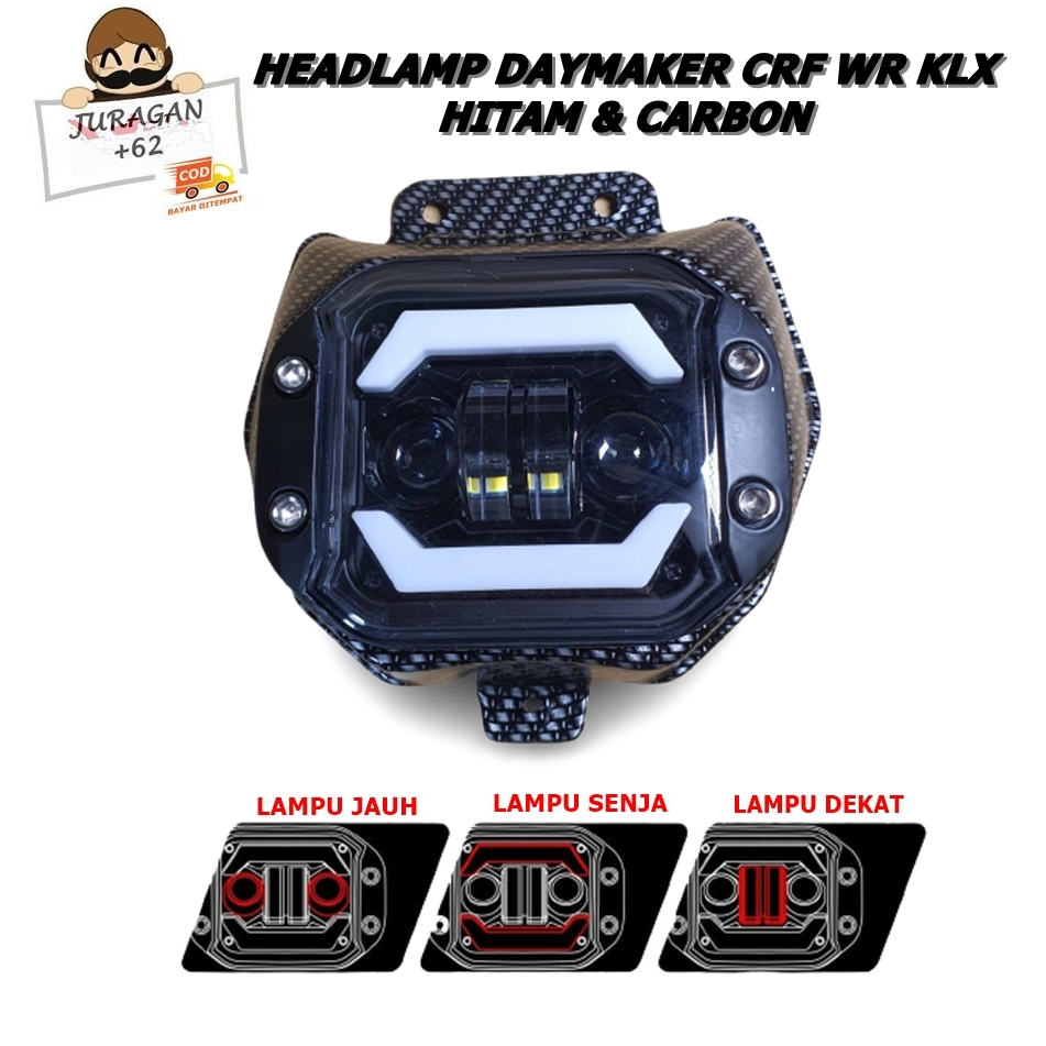 HEADLAMP DAYMAKER CARBON KLX CRF WR LAMPU REFLEKTOR DEMEKER