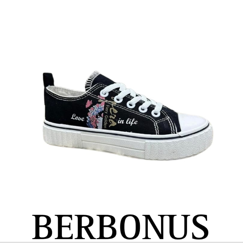 Sepatu SNEAKERS Sol Karet Lentur Bahan Kanvas Wanita Fashion 011