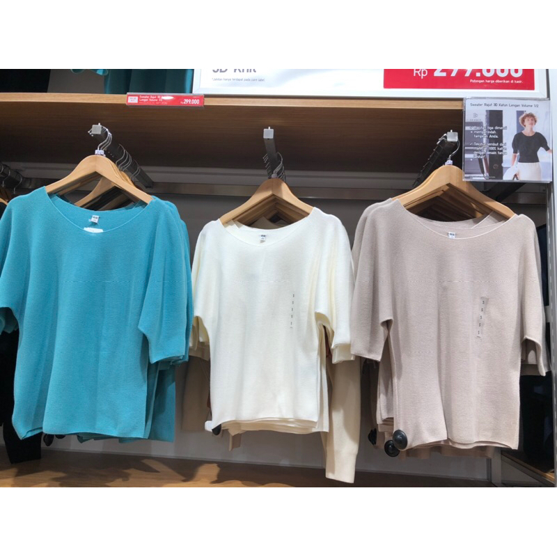 Jastip Uniqlo Sweater Rajut 3D Katun Dolman Lengan Pendek