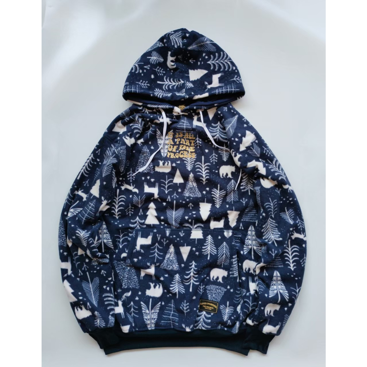 GOOD MORNING SWEATER HOODIE cowok Sweatshirt navy art winter seri GM1012