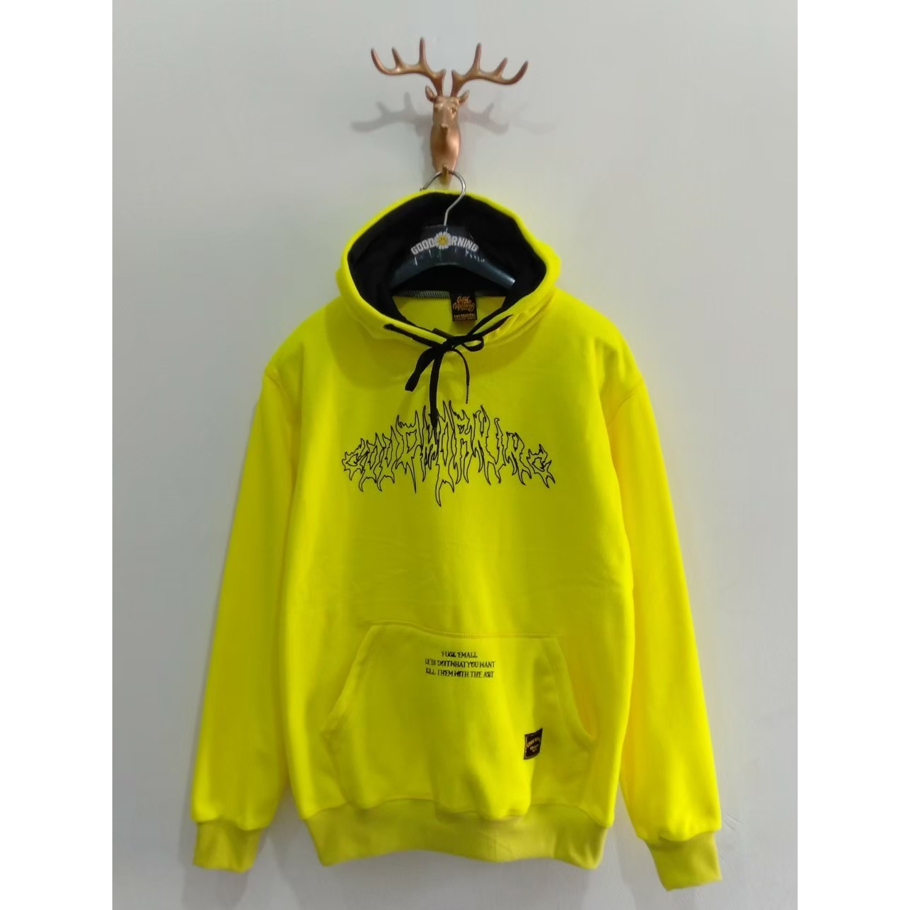 GOOD MORNING SWEATER HOODIE cowok Sweatshirt yellow art seri GM1026