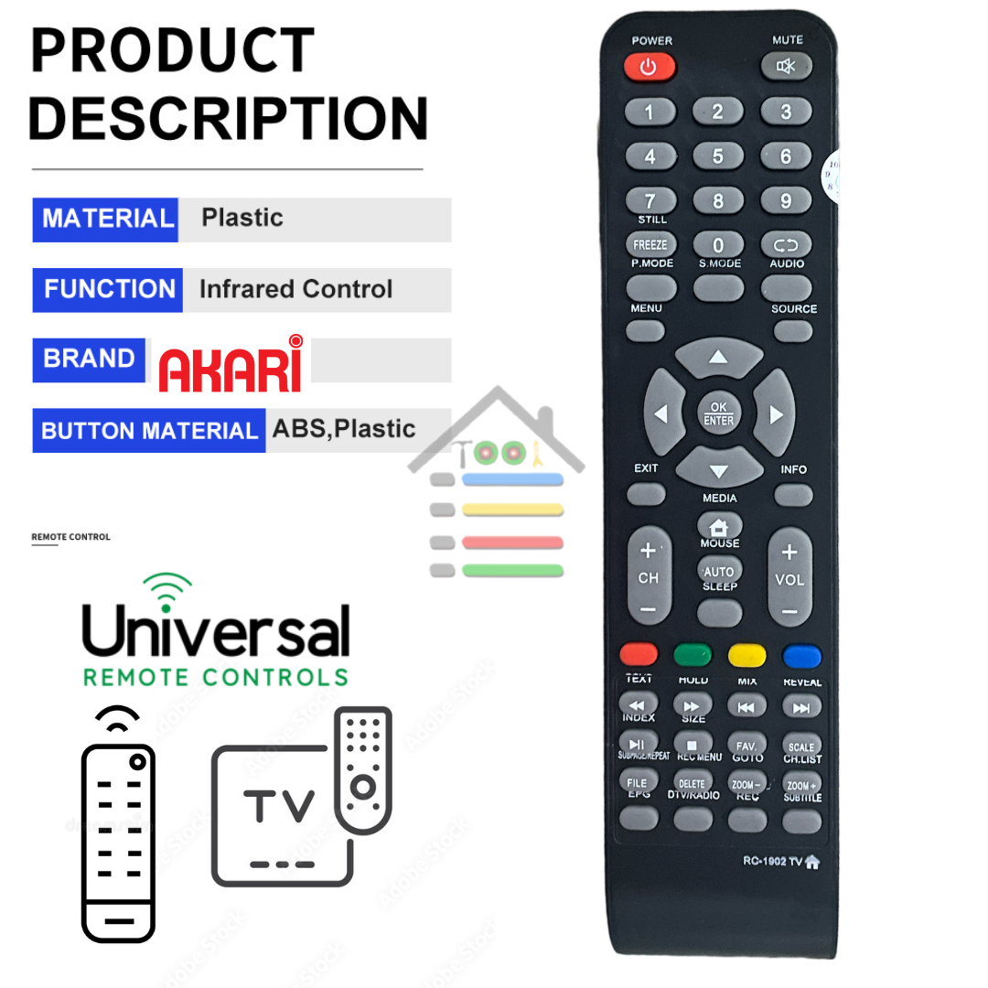 REMOTE TV AKARI SMART DIGITAL TV RC-1902 TV LCD LED UNIVERSAL