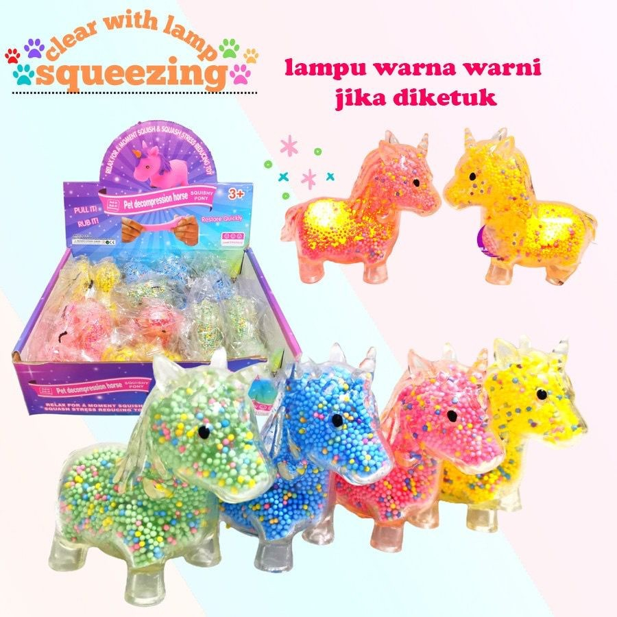 MOMBABY1 Squishy squeeze mainan remas karakter unicorn atau dinosaurus bs nyala