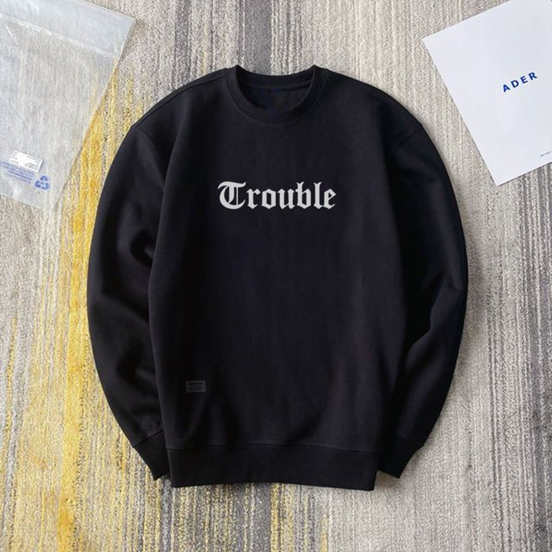 Parisdivarious Sweater Hoodie Sweatshirt Crewneck Trouble Bahan Fleece Size S - XXL (Pria &amp; Wanita)