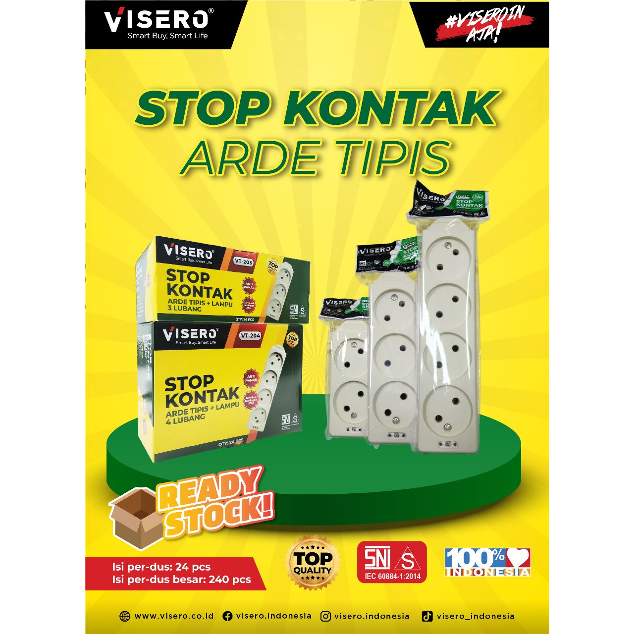 Stop Kontak 2 Lubang VISERO / Stop Kontak Gepeng 2 Lubang VISERO