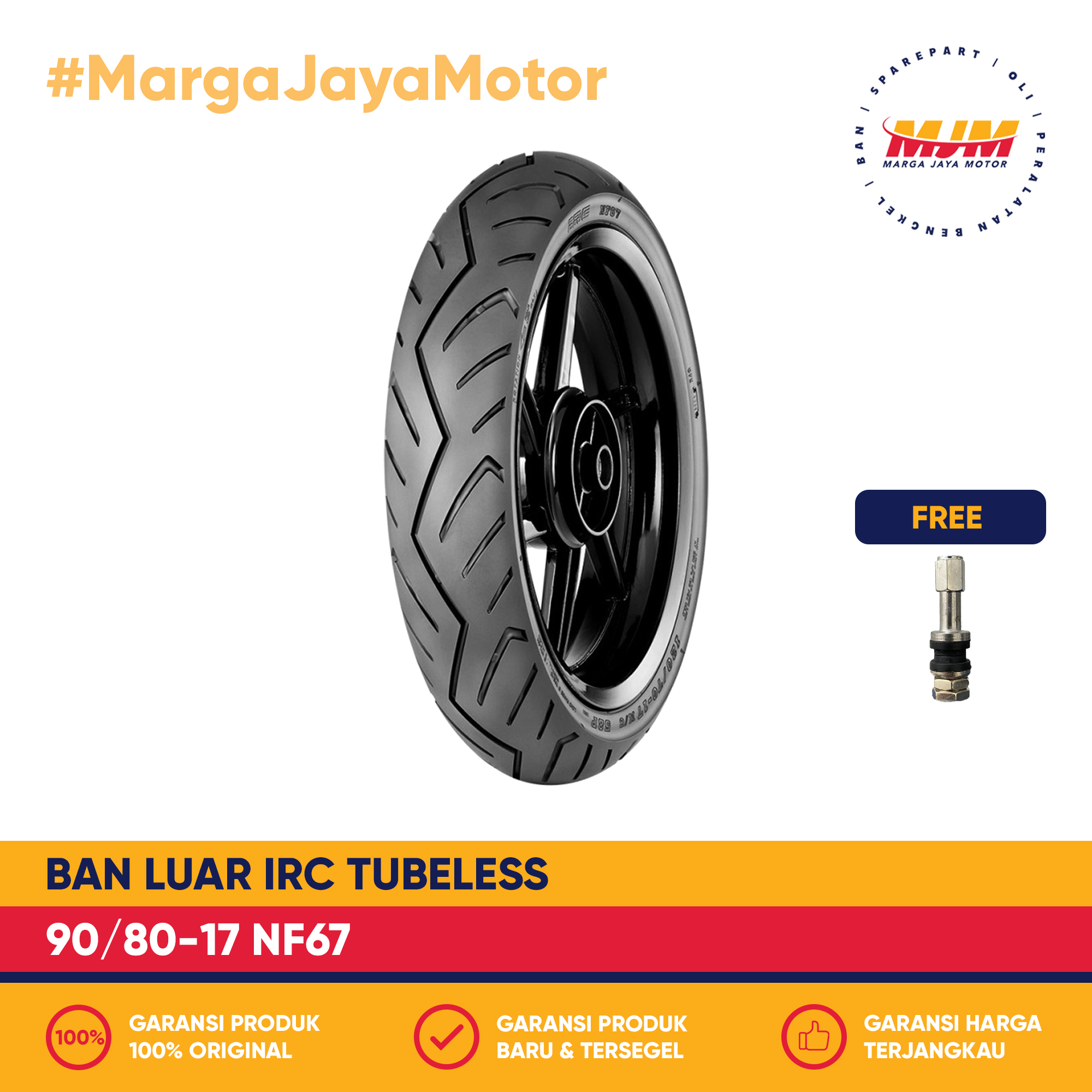 Ban Luar IRC NF67 90/80-17 Tubeless Free Pentil