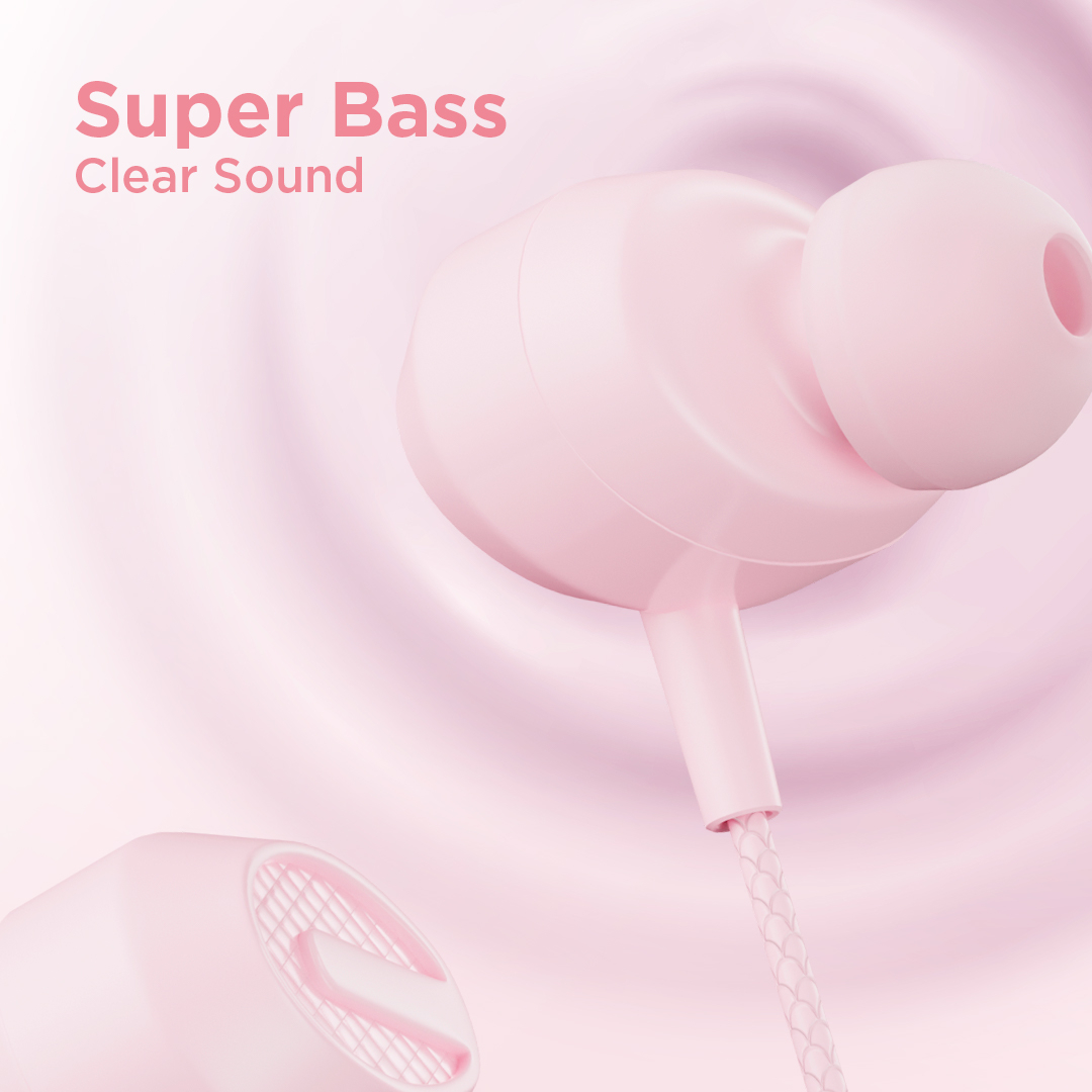 Inbox Foundy Kabel Earphone - Headset Handsfree Dengan Microphone - Gaming Pink Edition