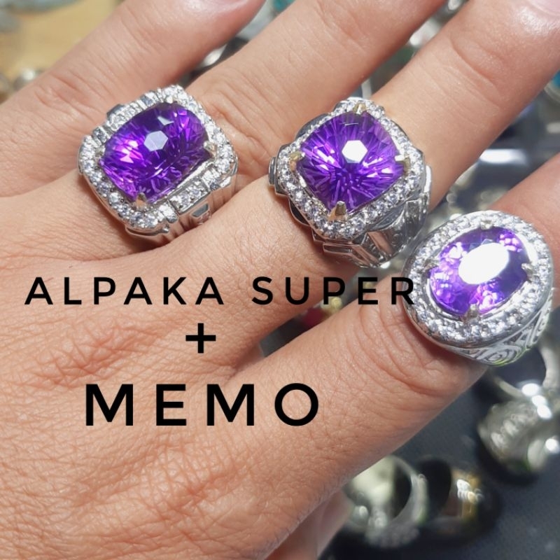 Batu Cincin Kecubung Amethyst + Memo