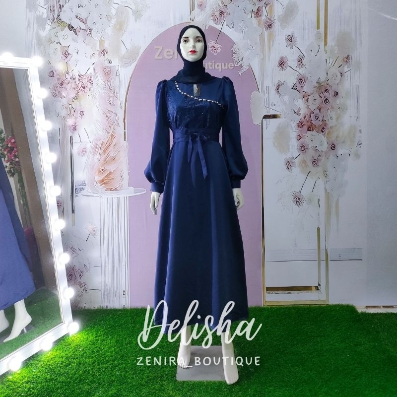 Delisha dress / baju pesta kondangan couple / gaun lamaran / wisuda / gamis remaja / bridesmaids / prewedding