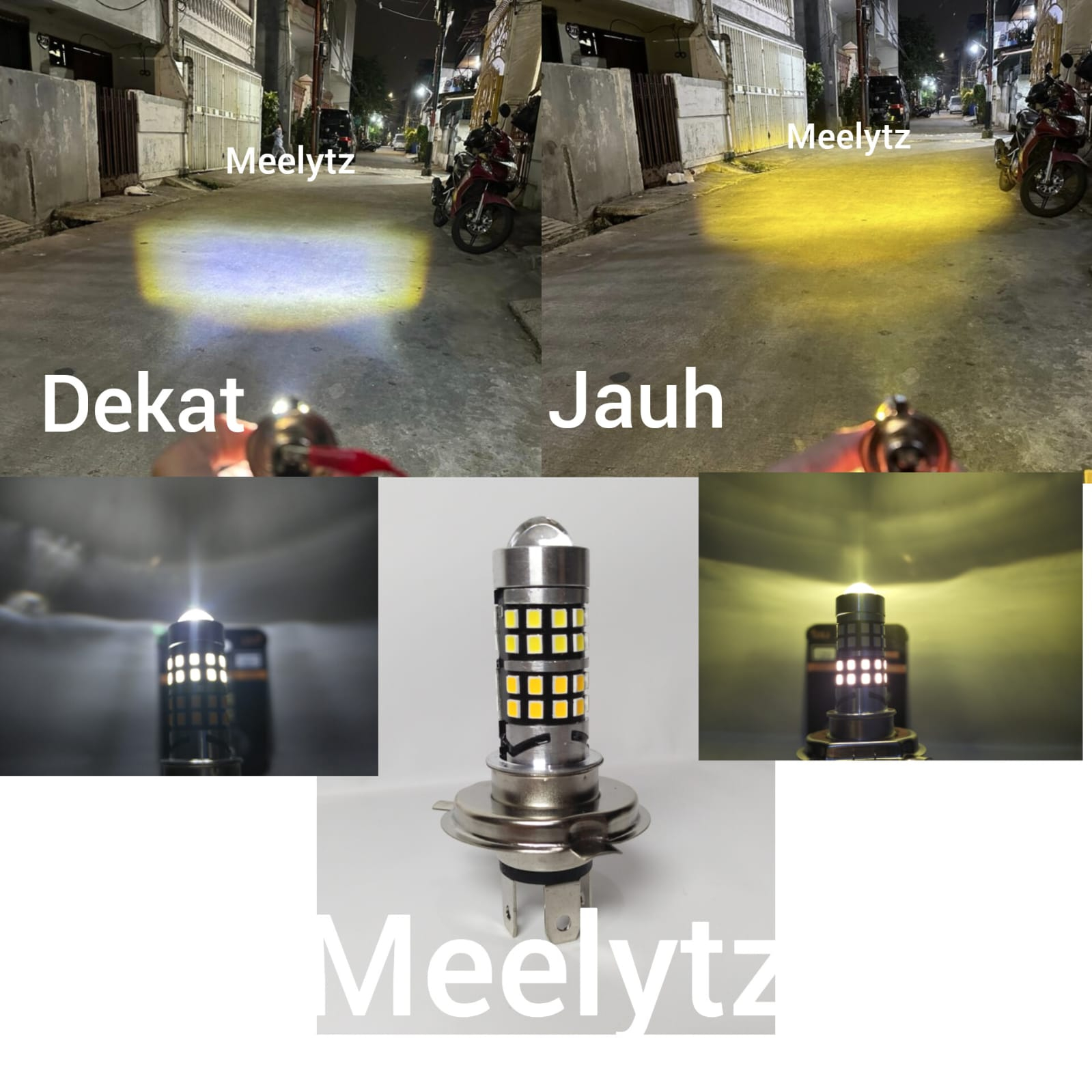 Lampu utama LED H4 Laser jauh dekat plus senja putih kuning