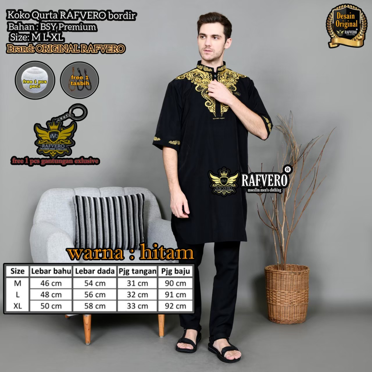 FM Baju Muslim Koko Pria RAFVERO - Baju koko Qurta - Qurta RAFVERO ORIGINAL - BAJU KOKO BOLDIR RAGLA