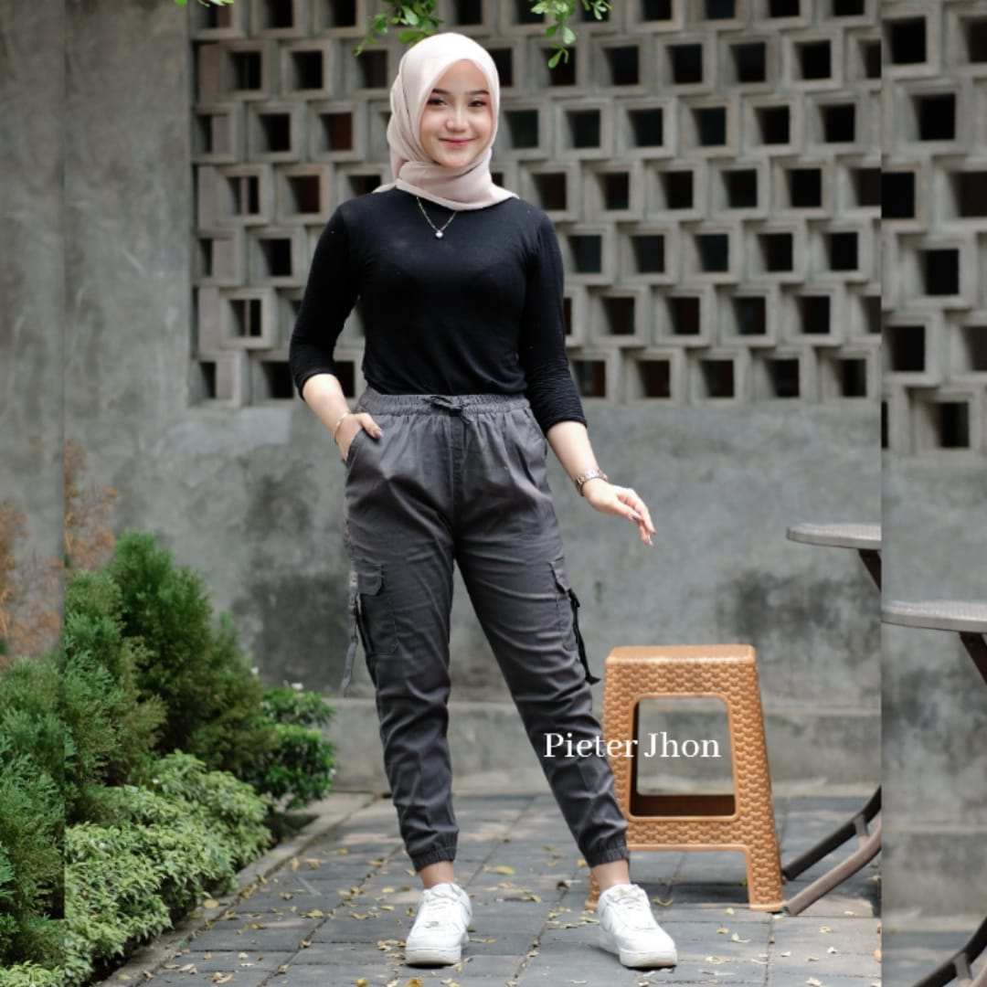Celana Cargo Jogger Wanita Terbaru Celana Wanita Jogger American Drill