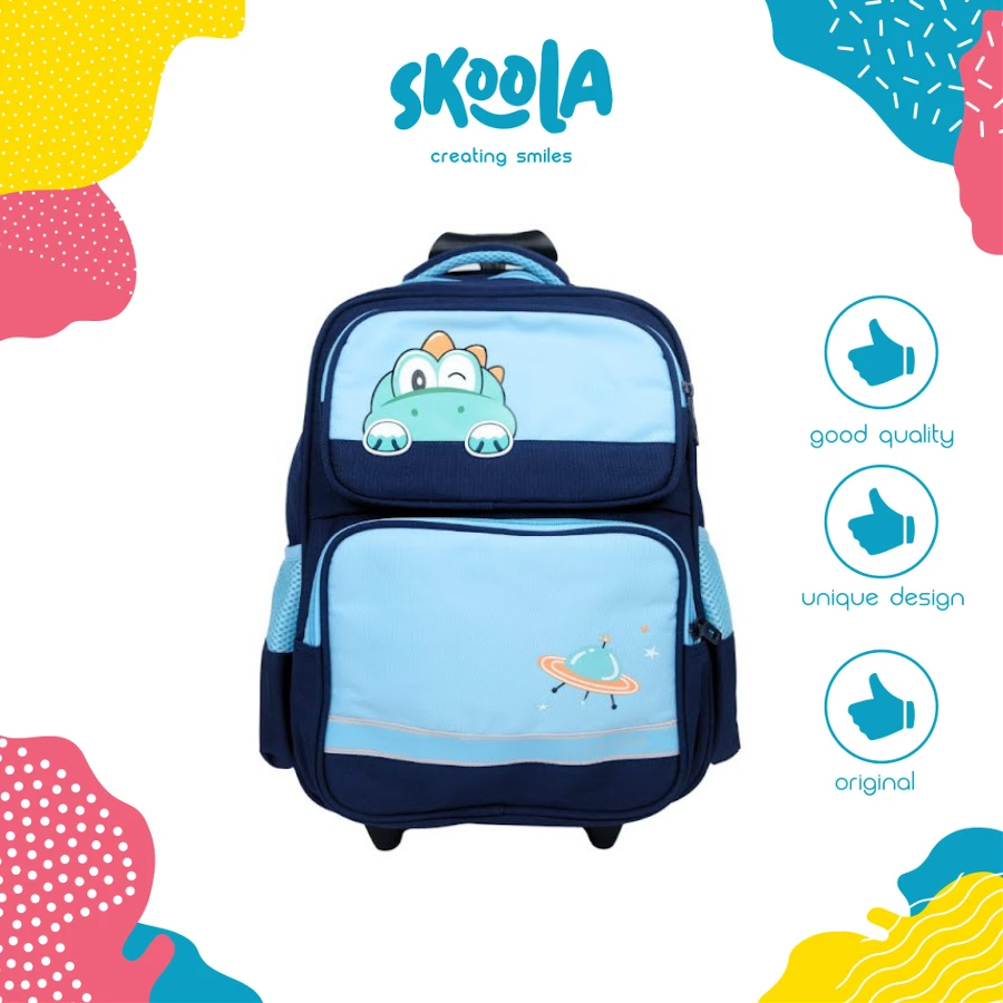 Skoola Tas Sekolah Anak Laki - Laki SD Trolly Ransel Dinosaurus - Shiro