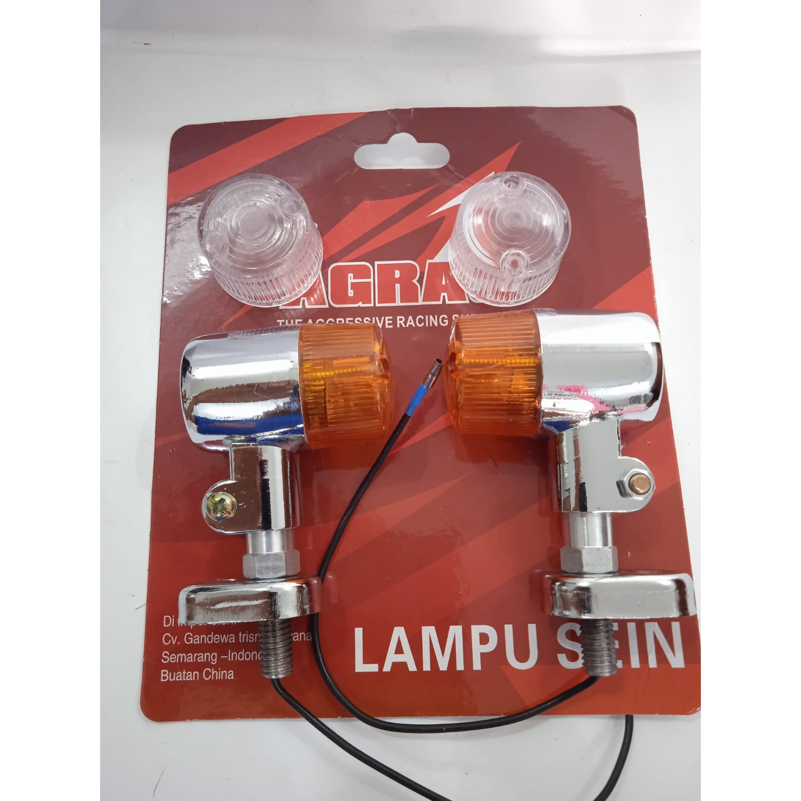 LAMPU RETING SEIN RITING SEN DOUBLE KACA BULAT CHROME MERK AGRAS COCOK UNTUK MOTOR CB GL MP TIGER