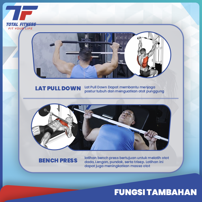 TOTAL FITNESS Power Rack Alat Angkat Beban Multifungsi TLHG-022