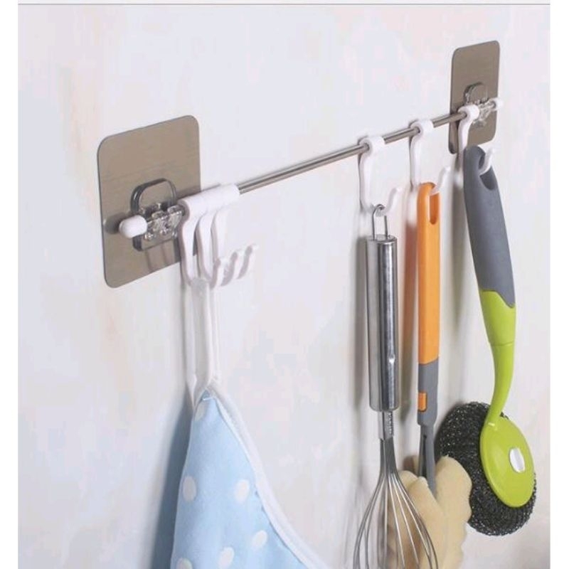 GANTUNGAN SPATULA ALAT MASAK DAPUR STAINLESS PAKAI TEMPEL