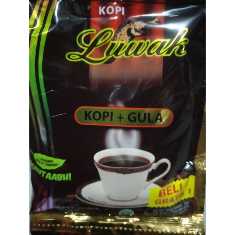 

kopi hitam luwak plus gula per renceng isi 9 sachet