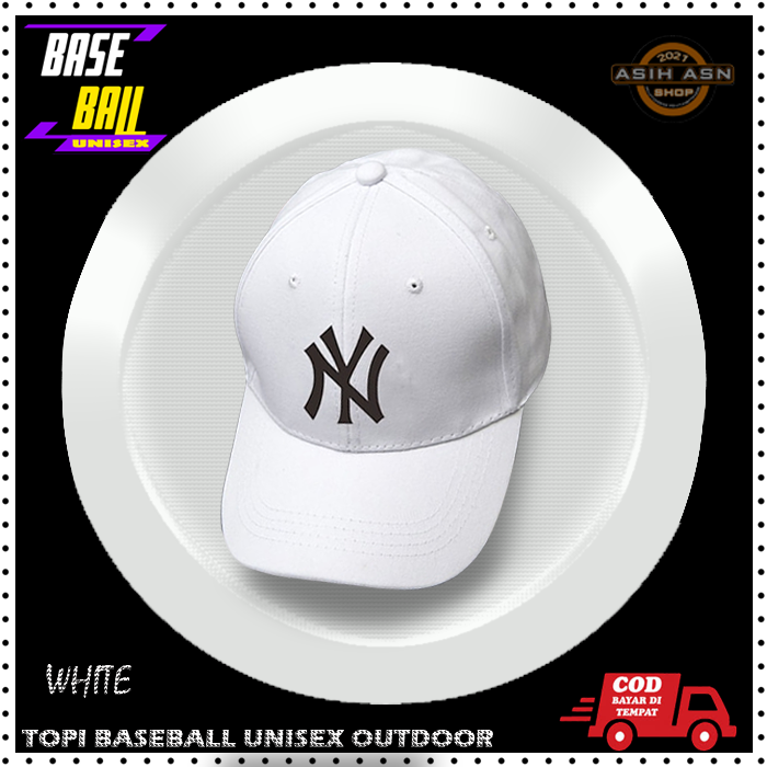 TOPI BASEBALL PUTIH TEX HITAM / AKSESORIS FASHION PRIA WANITA / TOPI PRIA WANITA DEWASA / TOPI UNISE