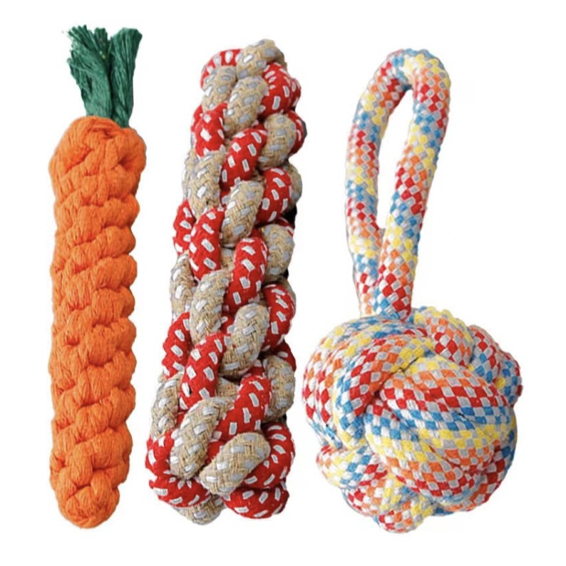 Set Premium Mainan Anjing Rajut Tebal / Knot Dog Toy Set