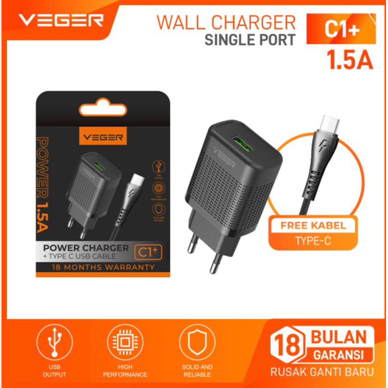 Veger C1+ Micro / C1+ Type-C 1.5A Fast Charging 1Usb